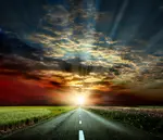 Vibrational Energy Healing Road Into Sunset