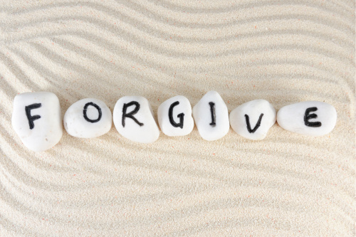 Forgive stones representing a reminder that forgiveness works.